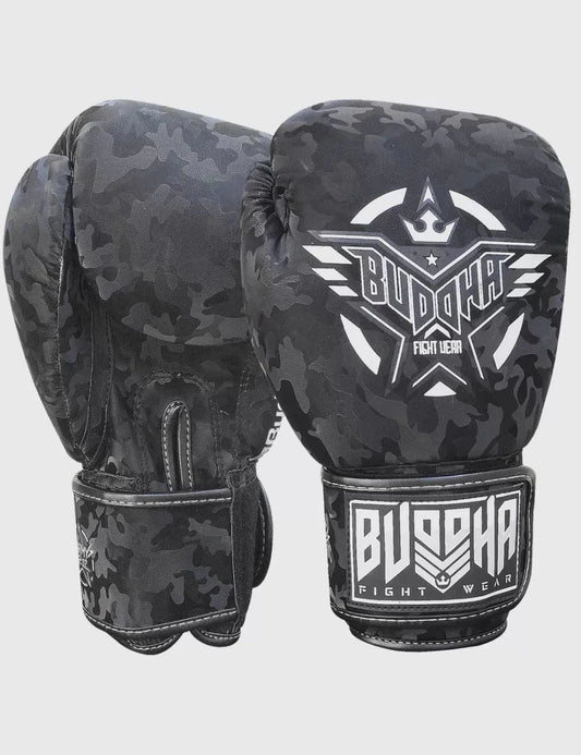 Gants de Boxe Army noir - Boxe Anglaise - Kickboxing - BUDDHA - Niveau Intermédiaire et Débutant - FIGHTWATCH