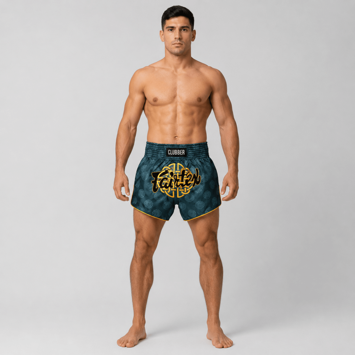 Short Muay Thaï Fairtex Clubber BS1915 – Bleu-Gris/Or - FIGHTWATCHShorts de Muay Thaï